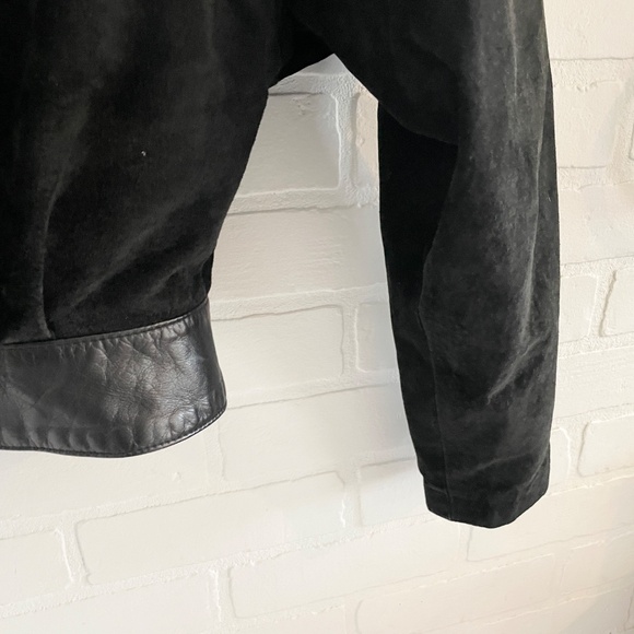 Vintage Danier Y2K Real Leather Jacket Crop Statement ruffled collar Mobwife S - Picture 11 of 12